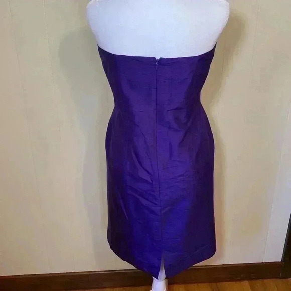 MODA International Purple 100% Silk Cocktail Strapless Dress in Size 8. - Picture 3 of 13